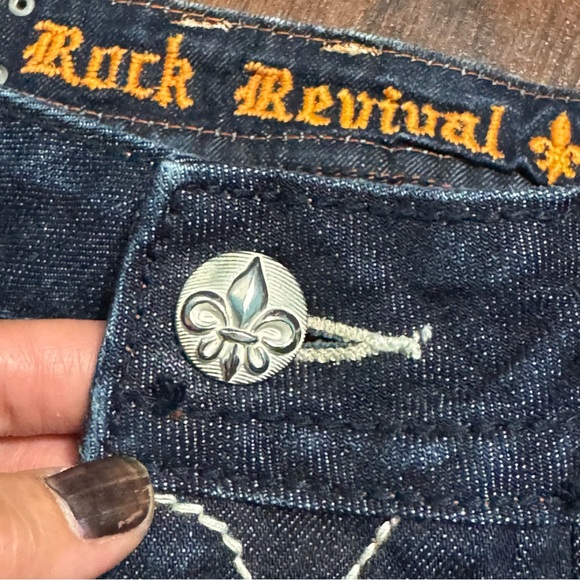 Rock Revival Jody Boot Dark Blue Boot Cut Jeans Y2K Vintage Size 31 EUC - Picture 9 of 16
